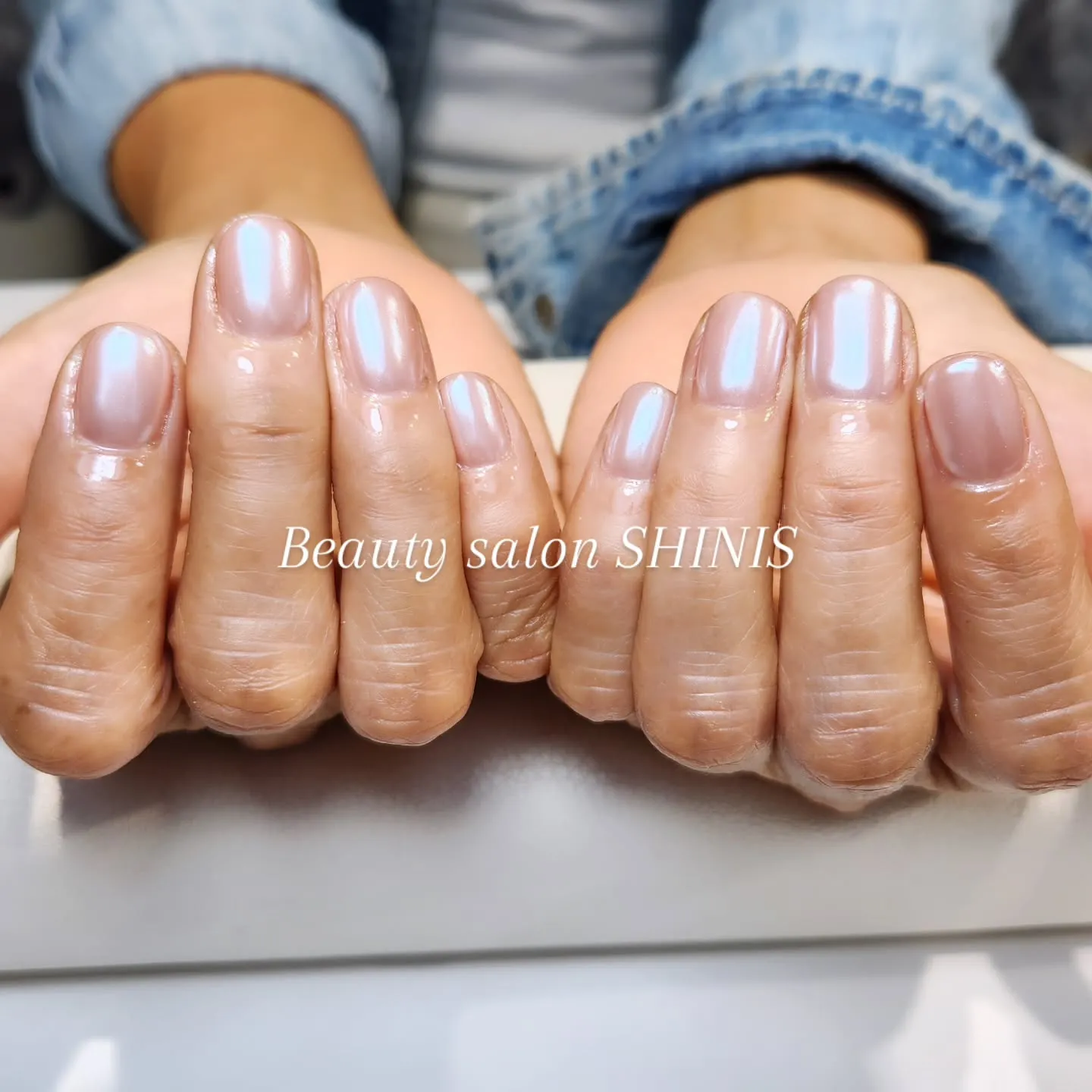 #ホワイトミラー ネイル#ホワイトネイル#シンプルネイル