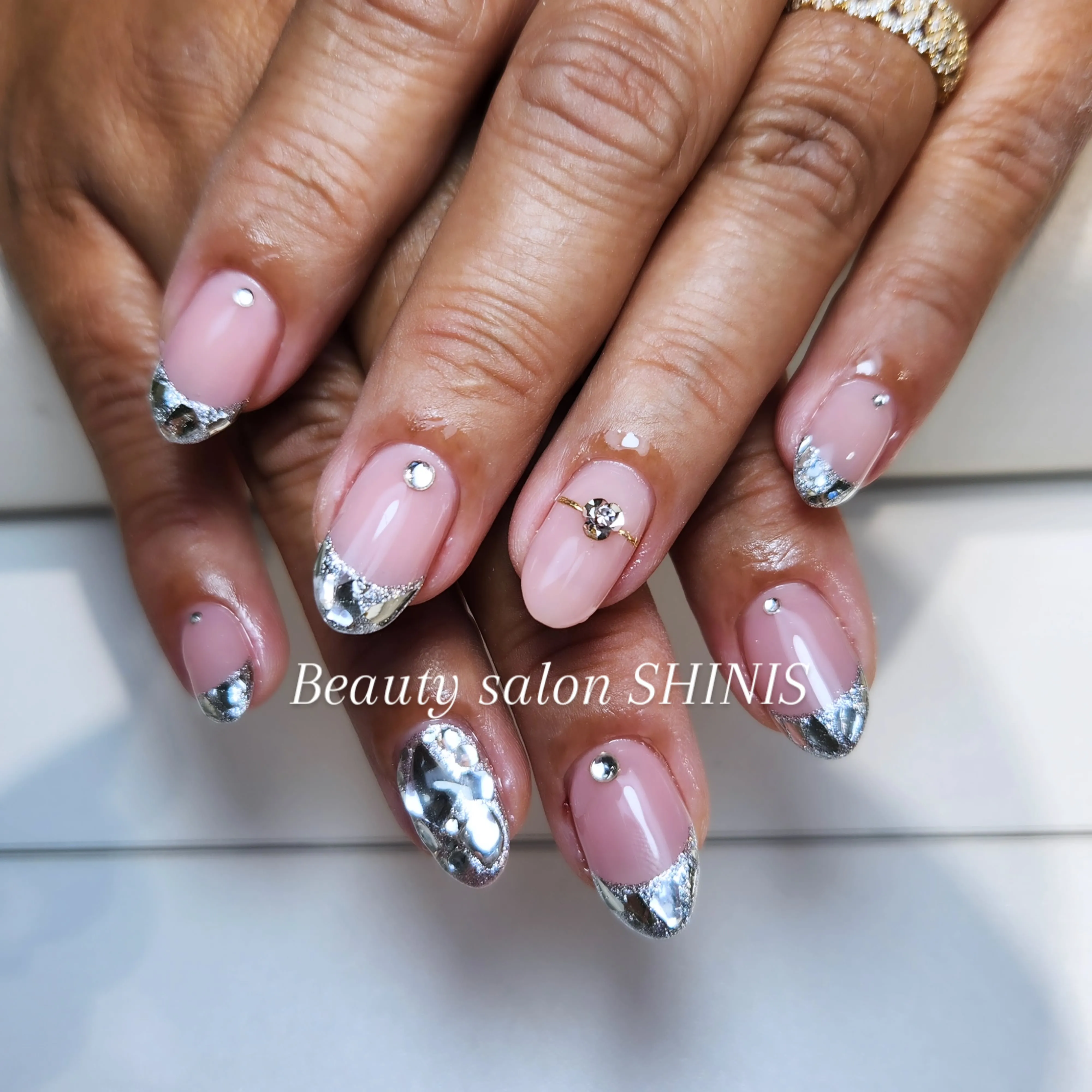 #ネイル#夏ネイル#ガラスフレンチ#埋め付くしネイル#ネイル...