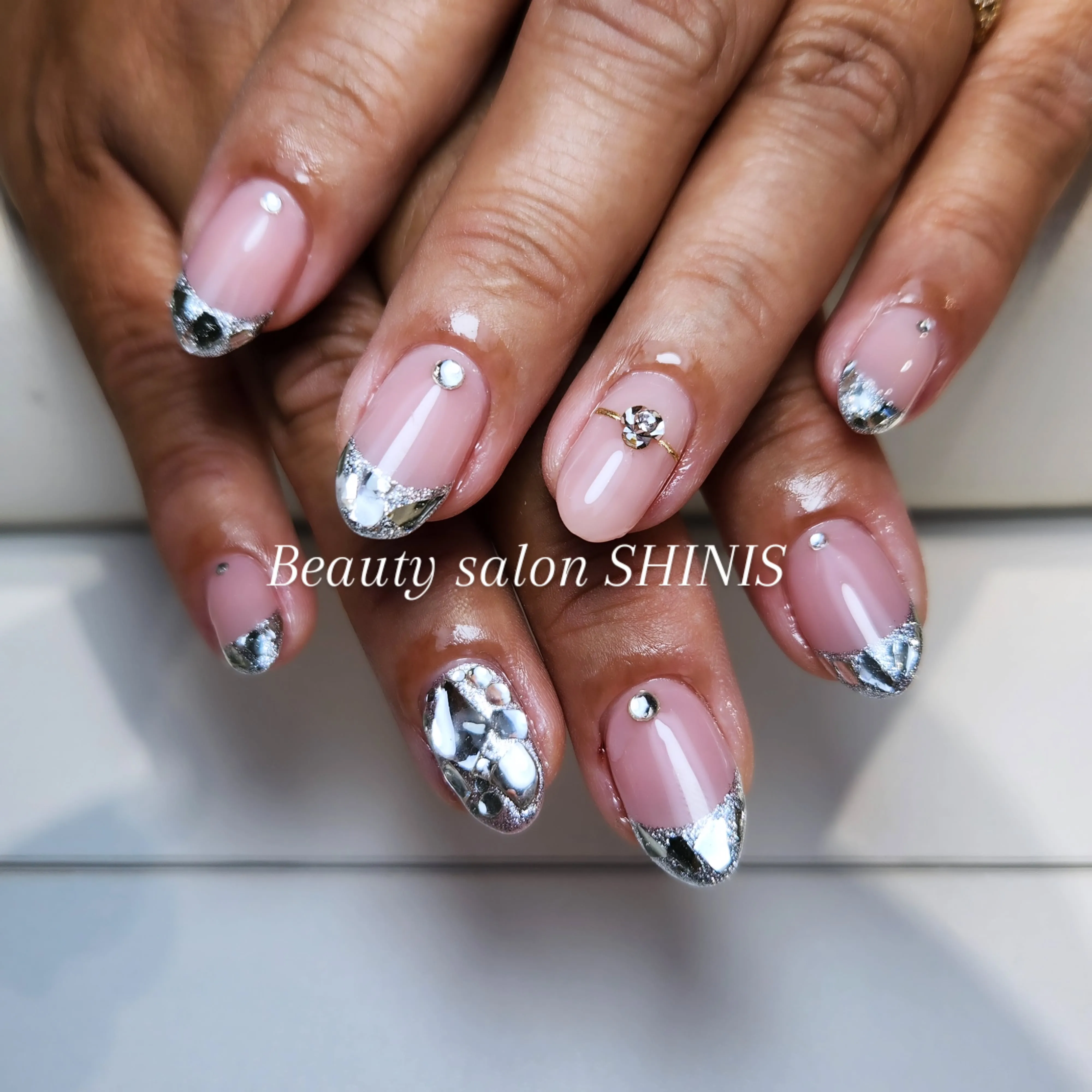 #ネイル#夏ネイル#ガラスフレンチ#埋め付くしネイル#ネイル...
